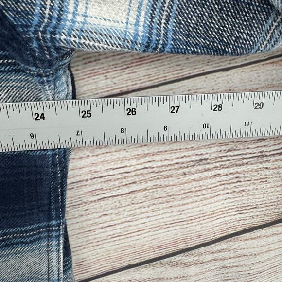 Jachs Button Down Flannel Shirt Mens XL Blue White Long Sleeve 2 Pocket - Picture 11 of 14